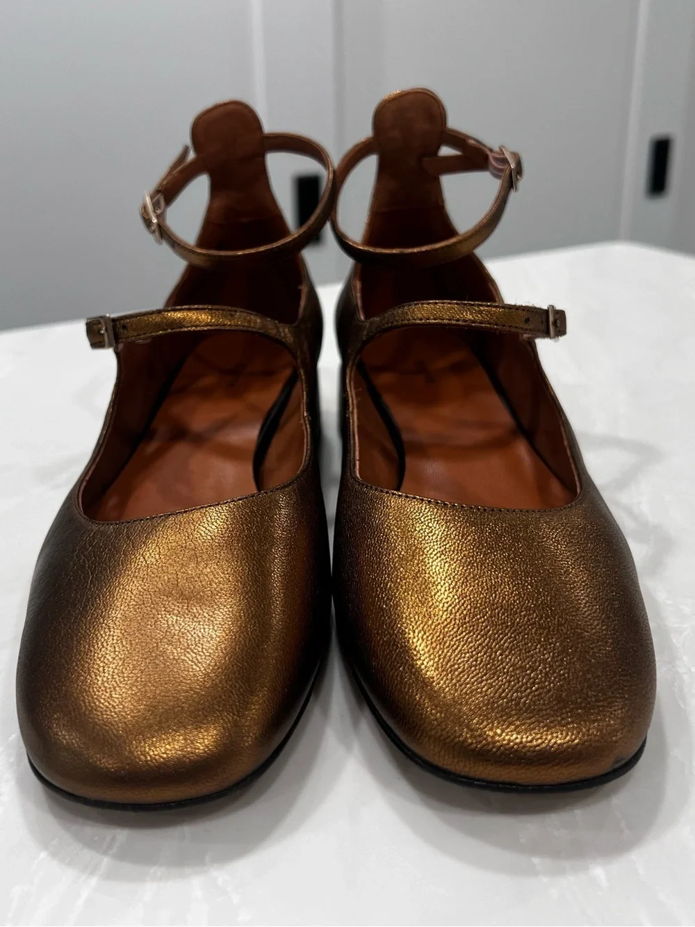 Maeve by Anthropology Women's Mary Jane Shoes Size 38 US 7 Gold Brown Metallic